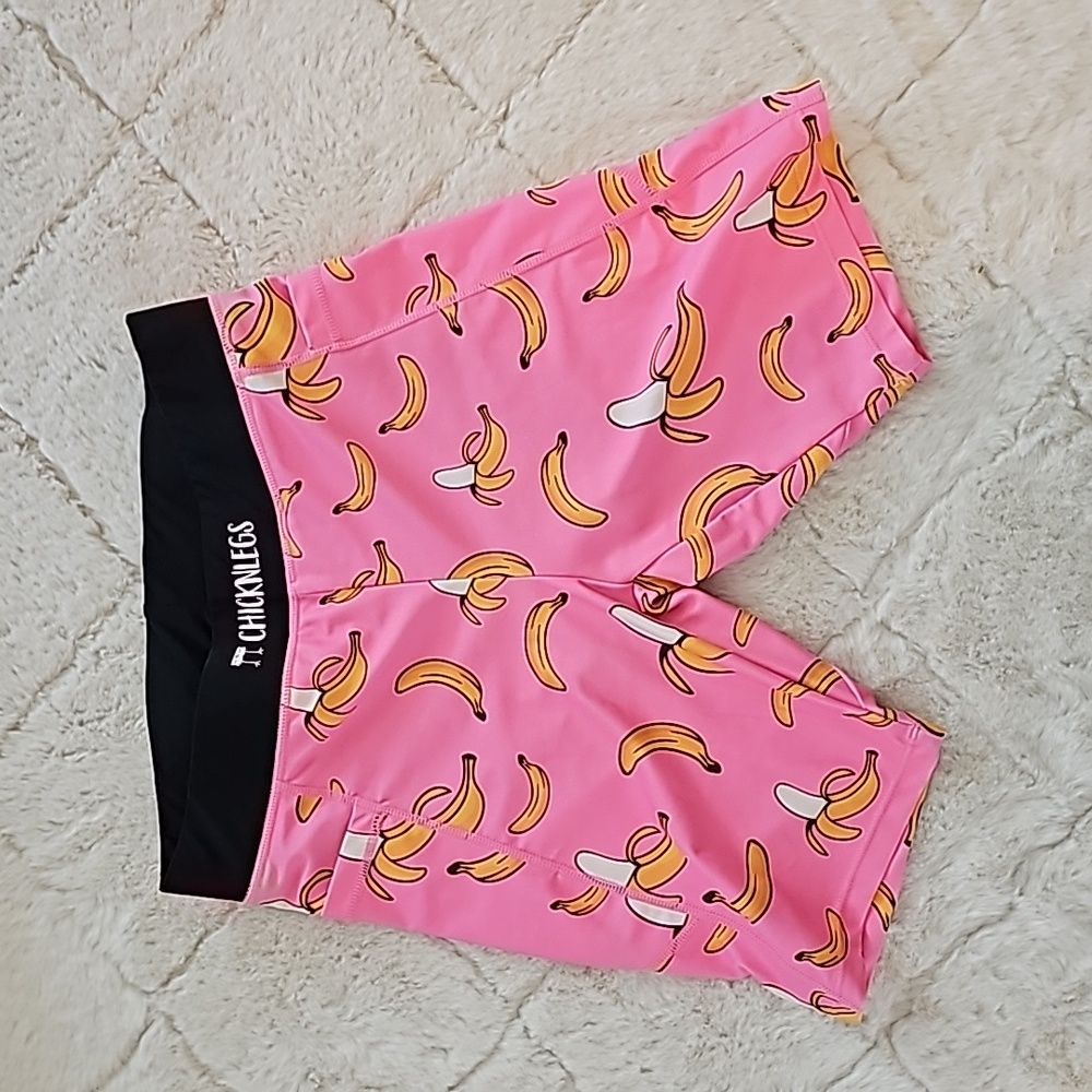 Chicknlegs Men's Pink Bananas 8" Half Tights Medium - Picture 2 of 7